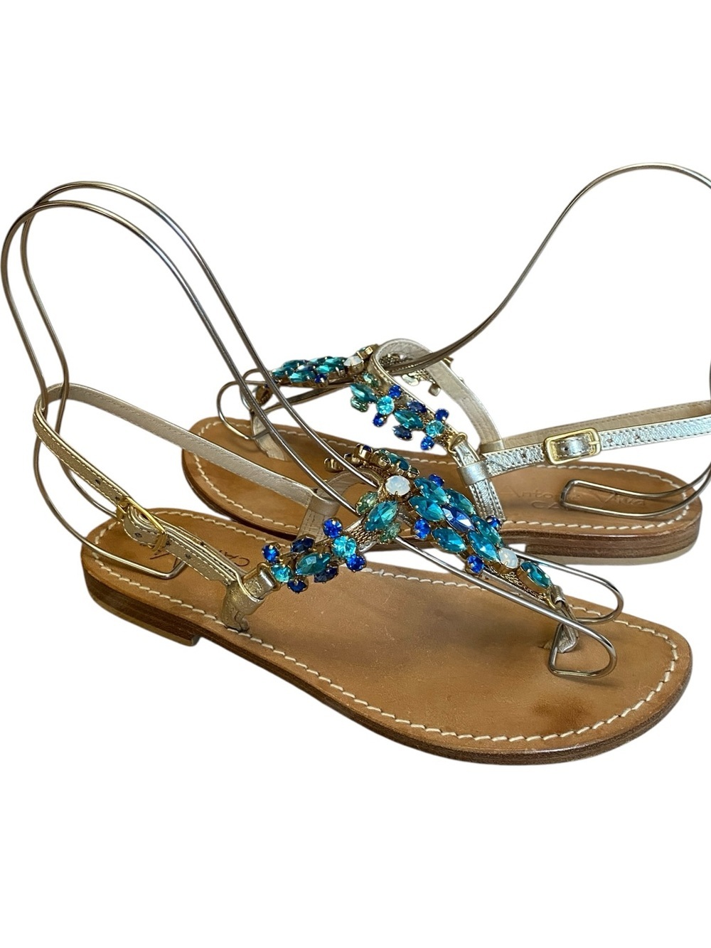 Antonio Viva CAPRI Faux Sea Tone Gems Sandals